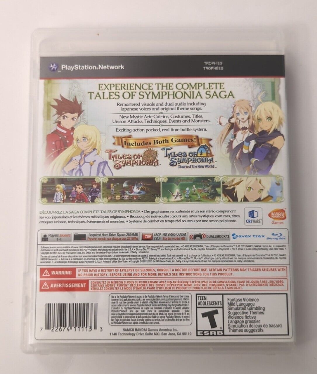 PS3 - Tales of Symphonia Chronicles (Sony PlayStation 3, PS3) Case + Disc