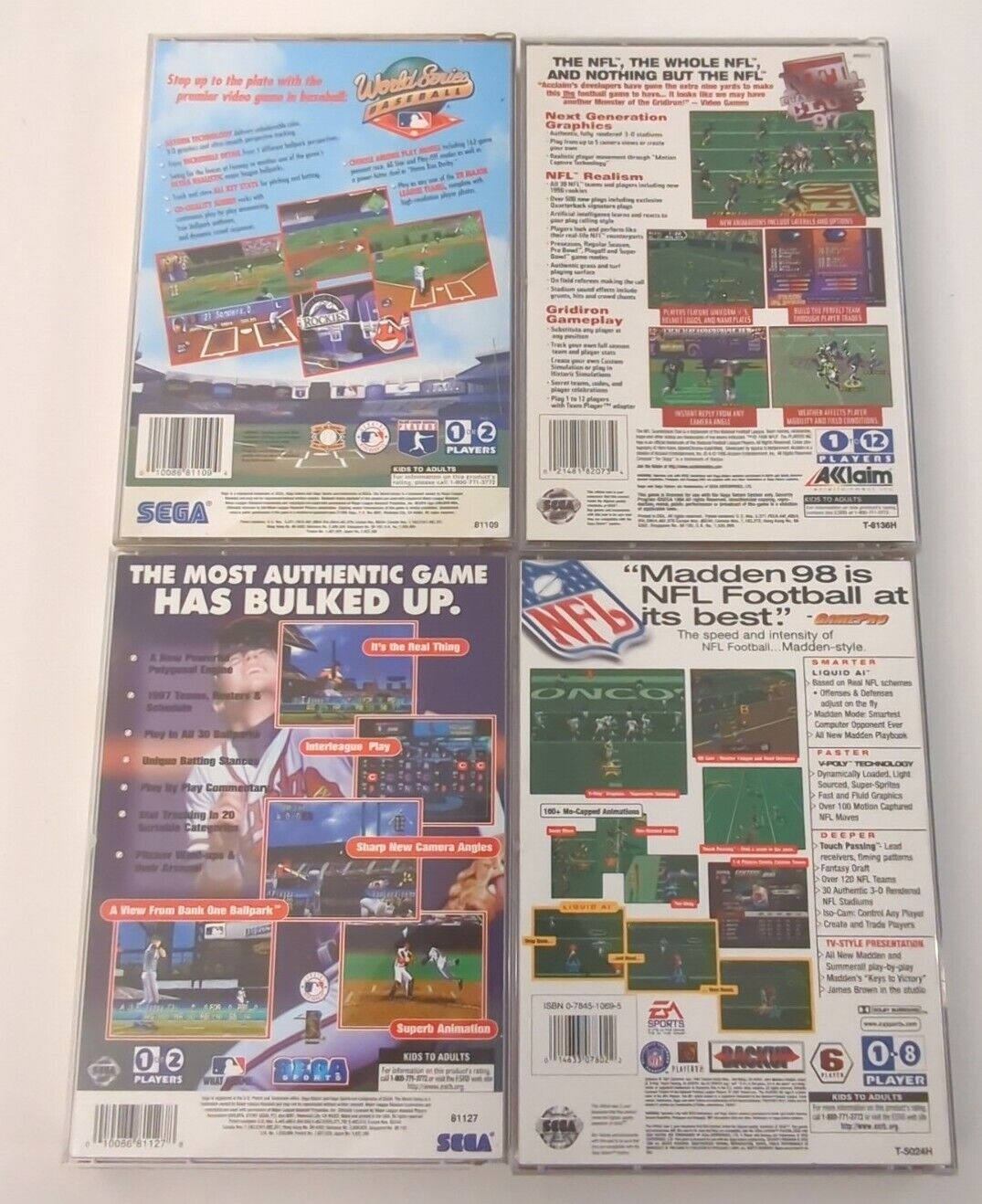 Lot of 4 Sega Saturn Tested Sports Games - Baseball & Football games