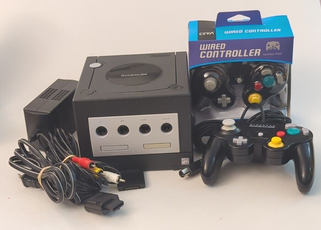 Nintendo GameCube Bundle - Black w/ Controllers, Cables, & Memory Card