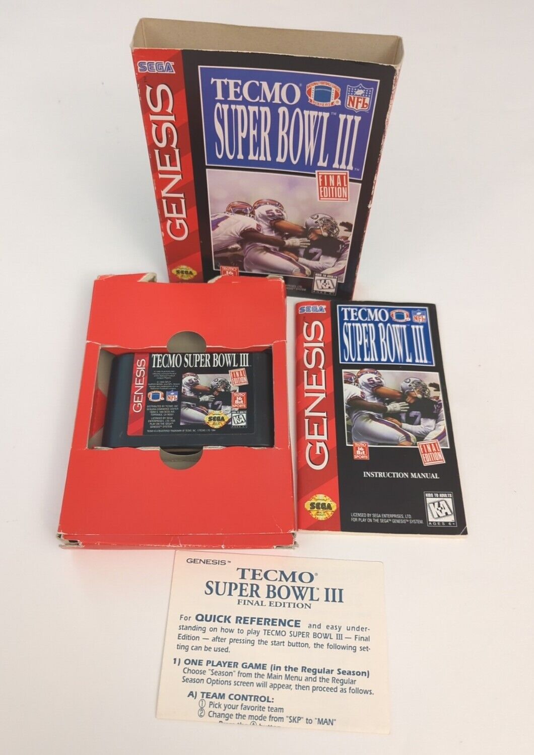 Genesis - Tecmo Super Bowl III Final Edition Sega Genesis Complete CIB