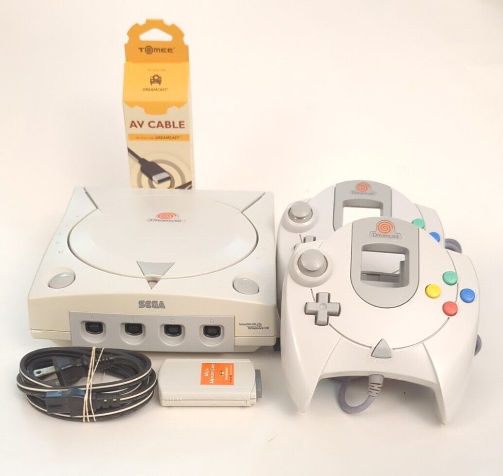 Sega DreamCast Console Bundle - System + Hookups & 2 OEM Controllers Tested