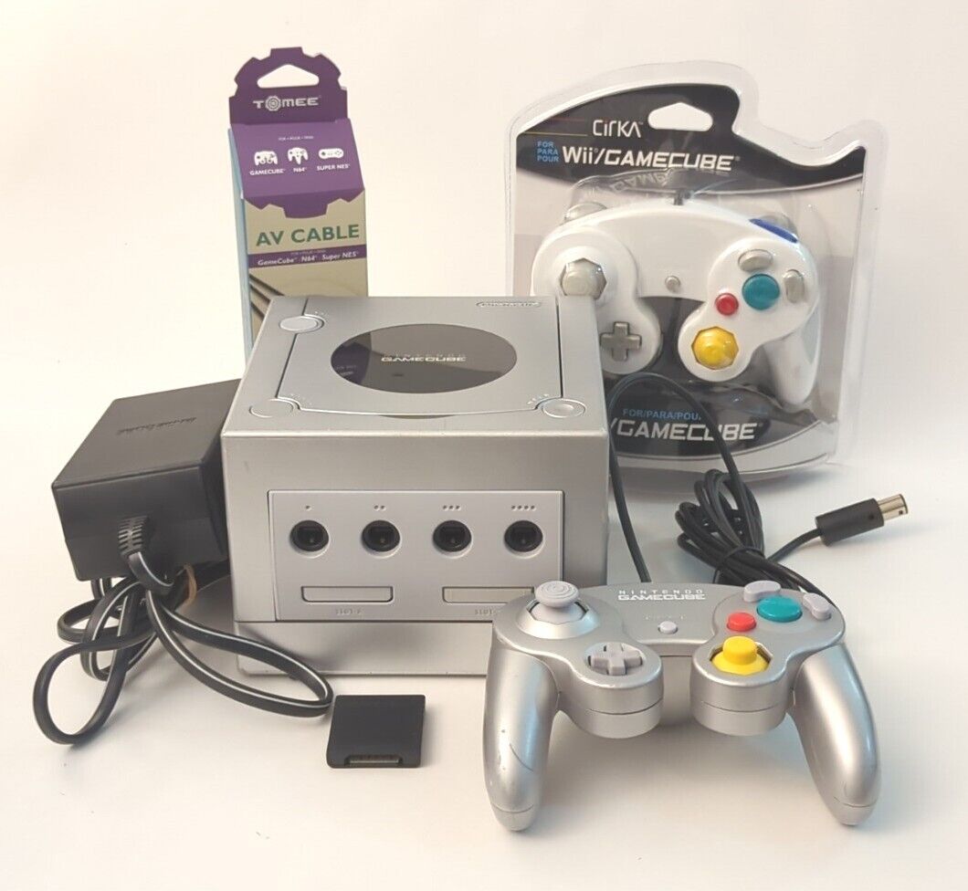 Nintendo GameCube Bundle - Silver w/ Controllers, Cables, & Memory Card