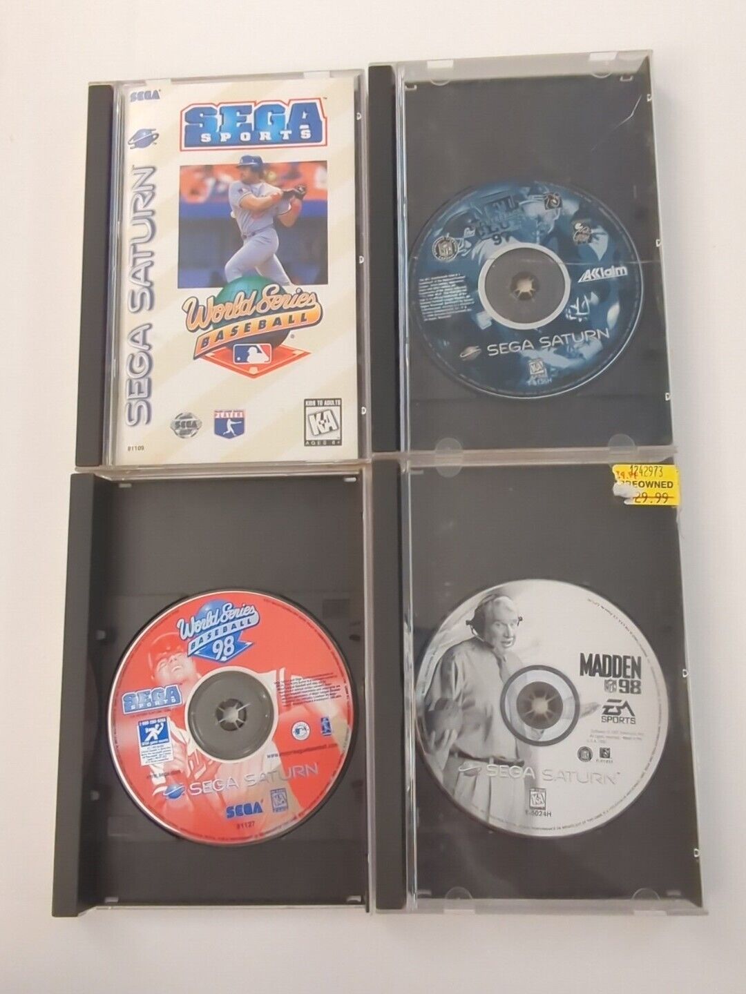 Lot of 4 Sega Saturn Tested Sports Games - Baseball & Football games