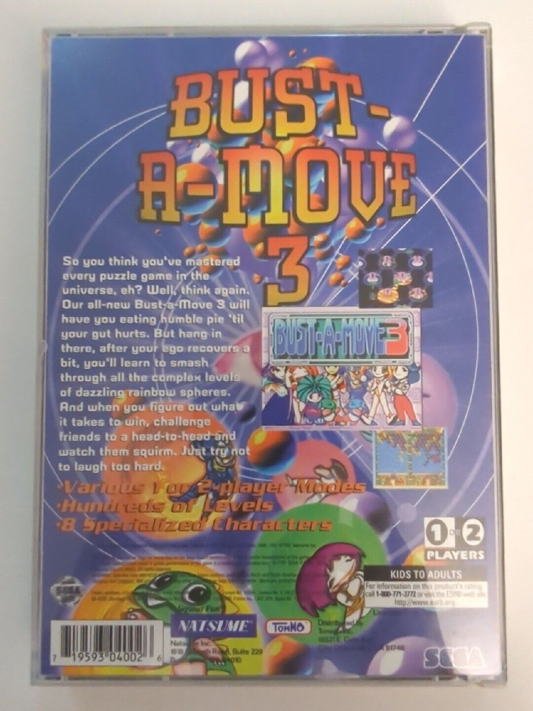 Bust-A-Move 3 (Sega Saturn, 1998). Clean! Tested! CIB! Rare With Reg Card!
